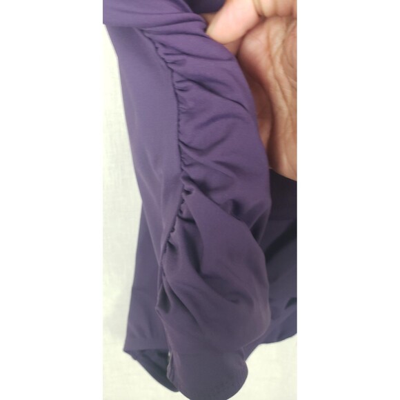 Lands‎ End Womens One Piece Swimsuit Ruched XXL Knot Front Dark Purple UPF50 - Picture 6 of 7